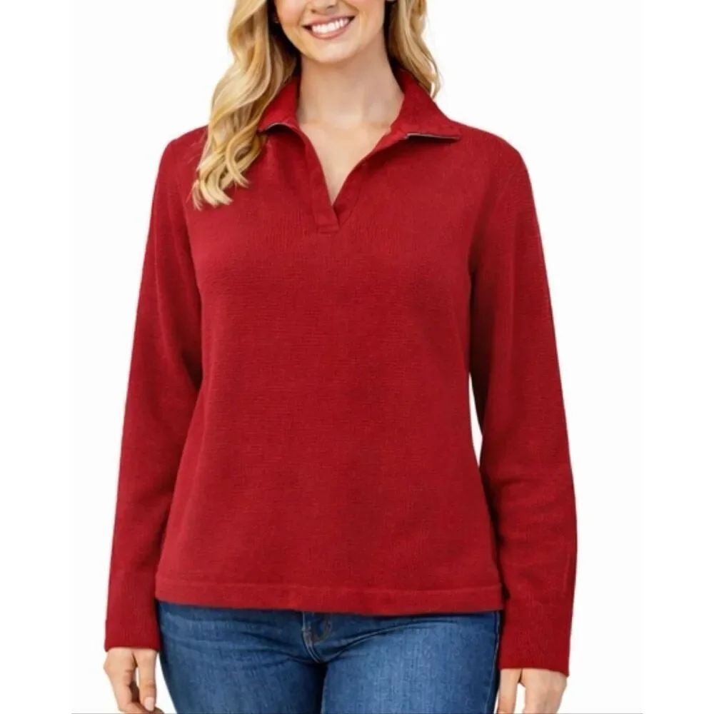 J.crew vintage red Lambswool cotton blend collared sweater small